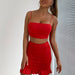 Color-Women Clothing Spring Summer at Sexy cropped Draped Skirt Set for Women-Fancey Boutique