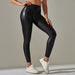 Color-Faux Leather Pants High Elastic Sexy Solid Color Bright Black Tight Trousers Running Fitness Yoga Pants-Fancey Boutique