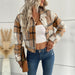 Color-Khaki-Autumn Winter Women Clothing Plaid Long Sleeve Shacket-Fancey Boutique