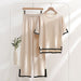 Color-Ivory-Classic Ice Silk Knitting Suit Women Spring Summer Two Piece Set Short Sleeve Stitching Casual Slimming Fashionable-Fancey Boutique