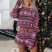 Color-Purple-Autumn Winter Printed Long Sleeved Casual Christmas Loungewear Suit Pajamas Women-Fancey Boutique