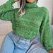 Color-Autumn Winter Mixed Color Lantern Long Sleeve Turtleneck Knitting Sweater Women Clothing-Fancey Boutique