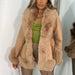 Color-Autumn Winter Faux Leather Big Fur Collar Waist Women Leather Top Slim Fit Patchwork Long Sleeve Coat Women-Fancey Boutique