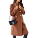 Color-Brown-Autumn Winter Simplicity Long Sleeve Collared Double Breasted Woolen Coat Women Clothing-Fancey Boutique