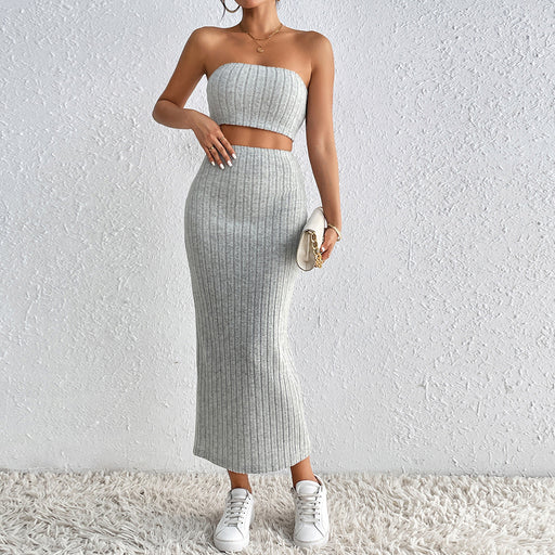 Color-Women Tube Top Bare Cropped Slim Fit Sexy Dress-Fancey Boutique