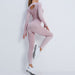 Color-Pink Suit-Fitness Suit Cropped Long Sleeve Sports T shirt Peach Hip Raise High Waist Tight Yoga Trousers-Fancey Boutique