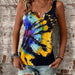 Color-Yellow-Women's Clothing Summer Random Printing Painted V neck Open Vest Top Women-Fancey Boutique