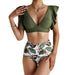 Color-Green-Swimwear Women Swimsuit Wireless Detachable Cup Cotton Swimsuit two piece set-Fancey Boutique