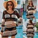 Color-Black and White-Hollow Out Cutout Knitted Long Sleeve Sexy Sun Protection Shirt Bikini Swimsuit Outwear Pullover Beach Cover up-Fancey Boutique