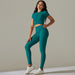 Color-Dark Green-Women Seamless Knitted Peach Hip High Waist Yoga Clothes Running Fitness Yoga Sports Sets-Fancey Boutique