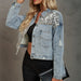 Color-Leopard Print Print Stitching Ripped Denim Top Casual Coat-Fancey Boutique