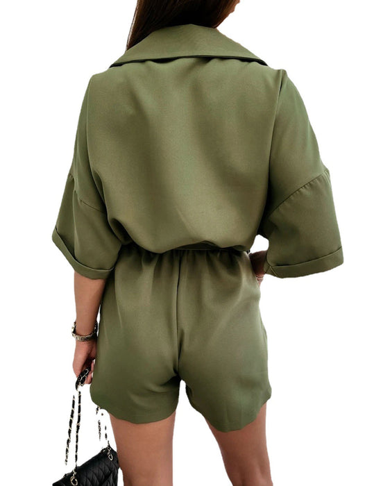 Color-Summer Women Clothing Sexy Collared Batwing Sleeve Women Three-Color Four-Size Romper-Fancey Boutique