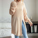Color-Arrival Autumn Winter Women Wear Solid Color Split Long Sleeve High Collar Sweater Dress-Fancey Boutique