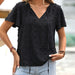 Color-Black Silk V Neck Elegant Chiffon Shirt Casual Top Women-Fancey Boutique