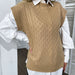 Color-Autumn Women Clothing Solid Color Twist Knitted Vest-Fancey Boutique