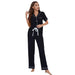 Color-Pajamas Solid Color Buttons Short-Sleeved Trousers Women Home Wear Two-Piece Suit-Fancey Boutique