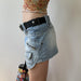 Color-Street Asymmetric Pocket Design Low Waist Denim Skirt Washed Gradient Color Tooling Hip Skirt-Fancey Boutique
