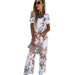 Color-Summer Loose Lace-up Printed Jumpsuit-Fancey Boutique