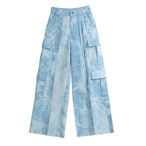 Color-Blue-Early Autumn Cash Denim Tie Dyed Personalized Printed Tooling Jeans Casual Pants for Women-Fancey Boutique