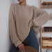 Color-Autumn Winter Casual Simple Thick Needle Long Sleeve Round Neck Loose Knitted Pullover Sweater Women-Fancey Boutique