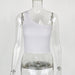 Color-White-Short Slim-Fit Ribbed Top Summer Women Clothing Trendy One-Shoulder Sleeveless Camisole-Fancey Boutique