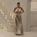 Color-Metallic Coated Fabric Spring Summer Women Clothing off Neck Sexy Backless Slim Fit Evening Dress-Fancey Boutique