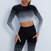 Color-Black Long Sleeve-Gradient Sports Long Sleeve Trousers Suit Fitness Running Yoga Long Sleeve Tights-Fancey Boutique