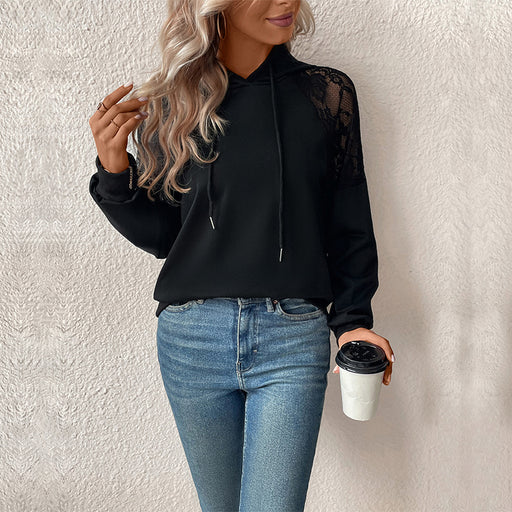 Color-Fall Women Wear Long Sleeve Hooded Black Sweater-Fancey Boutique