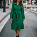 Color-Women Clothing Belted Ruffle Shirt Dress-Fancey Boutique