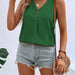 Color-Green-Women Clothing Summer Summer V neck Buttons Vest Top T shirt Loose Casual Shirt-Fancey Boutique