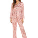 Color-Pink Leopard Print-Satin Long Sleeved Trousers Home Wear Cardigan Suit Pajamas Women-Fancey Boutique