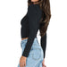 Color-Square Collar Cropped Casual Simple T shirt Sexy Slim Long Sleeve Bottoming Top for Women-Fancey Boutique