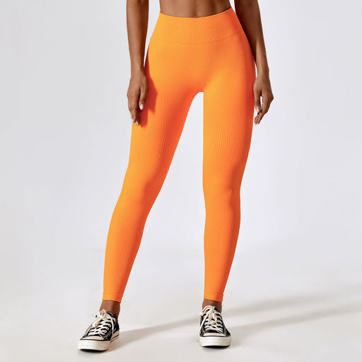 Color-Orange-Thread Hip Lift Belly Shaping Seamless Yoga Pants Running Quick Drying Sports Tights High Waist Fitness Pants Women-Fancey Boutique