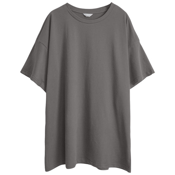 Color-Gray-All Cotton T shirt Women Summer Loose Korean T shirt Brushed Cotton Couple Top-Fancey Boutique