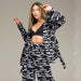 Color-Summer Printed Artificial Silk Casual Breathable Loose Comfortable Pajamas Ladies Homewear Outer Wear-Fancey Boutique