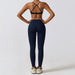 Color-Bra Trousers Badge Blue-Autumn Winter Skinny Yoga Clothes Nude Feel Quick Drying Sports Suit Thin Fitness Clothes Three Piece Set-Fancey Boutique