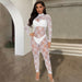 Color-Women Clothing Autumn Winter Lace See through Mesh Sexy Long Sleeve One Piece Trousers-Fancey Boutique