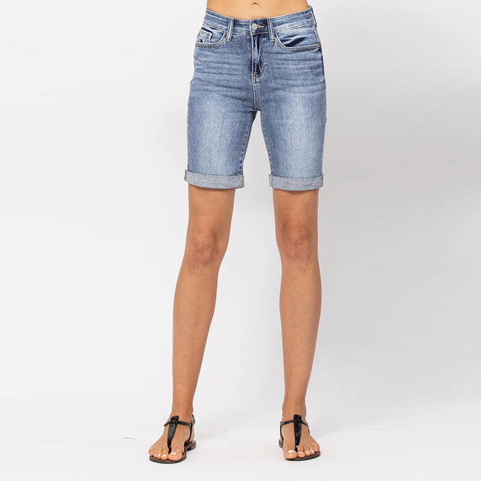 Color-Summer Casual Slim Fit Curling Women Jeans Shorts-Fancey Boutique