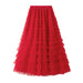 Color-Red-Skirt Women Clothing Spring Autumn Ladies Figure Flattering Tiered Skirt-Fancey Boutique