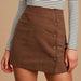 Color-Women Clothing Corduroy Skirt Autumn Winter Solid Color Cloth Buckle Zipper Skirt High Waist Slim Hip Skirt-Fancey Boutique