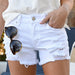 Color-Denim Shorts Women Casual Washed Ripped Shorts High Waist Fringe Jeans-Fancey Boutique