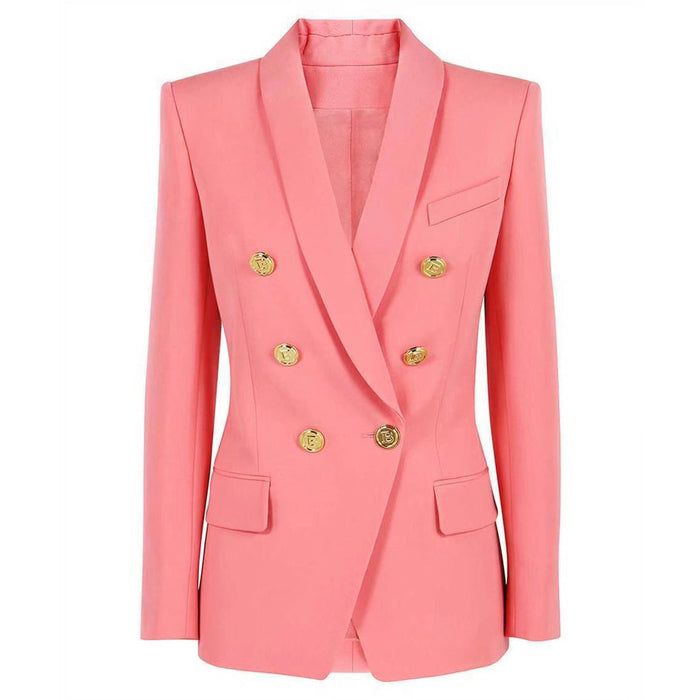 Color-Pink-Spring Autumn Advanced Women Blazer Classic Green Collar Blazer High Quality-Fancey Boutique