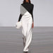 Color-New Black White Color Matching Long Sleeve Creative Jumpsuit-Fancey Boutique