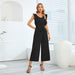 Color-Summer Women Clothing Flounce Sleeveless Lace up Jumpsuit Mid-Length Straight Leg Pants-Fancey Boutique