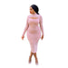 Color-Tight Dress New Long Sleeve Mesh Rhinestone Dress Nightclub Dress Plus Size-Fancey Boutique