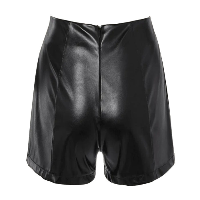 Color-Summer Sexy Tight Patent Leather Super Short Shorts Office Sexy Women Clothing-Fancey Boutique