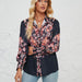 Color-Red leaves on a black background-Women Autumn Winter Printed Casual Shirt for Women-Fancey Boutique