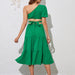 Color-Summer Women Single Shoulder Backless Lace Up Short Sleeve Slim Dress-Fancey Boutique