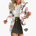 Color-White Flower Matching Black Skirt-Autumn Winter Women Clothing Printing Princess Sleeves Office Slim Fit Short Skirt Set-Fancey Boutique