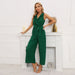 Color-Summer Women Clothing Sleeveless V neck Flounce Pleated Jumpsuit-Fancey Boutique